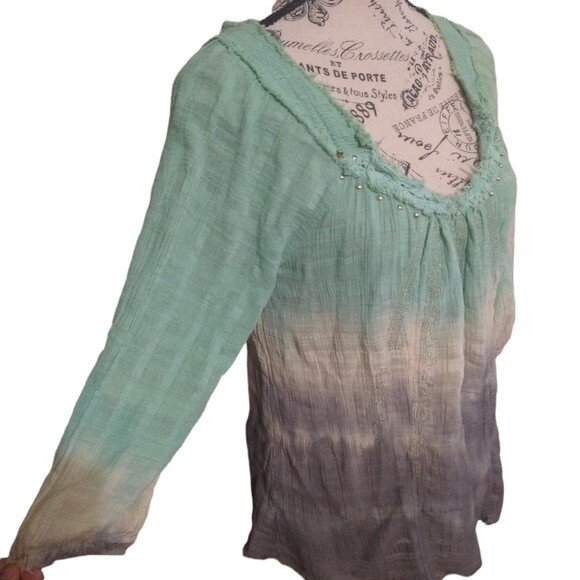 Free people tie dye fringed top Small Hobo Beachy - Picture 2 of 8